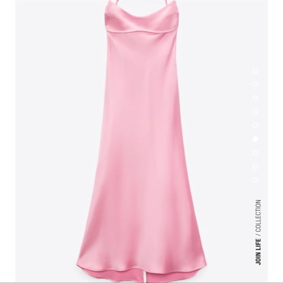 Zara Satin Effect Cut out Dress Pink NWT - Picture 5 of 9